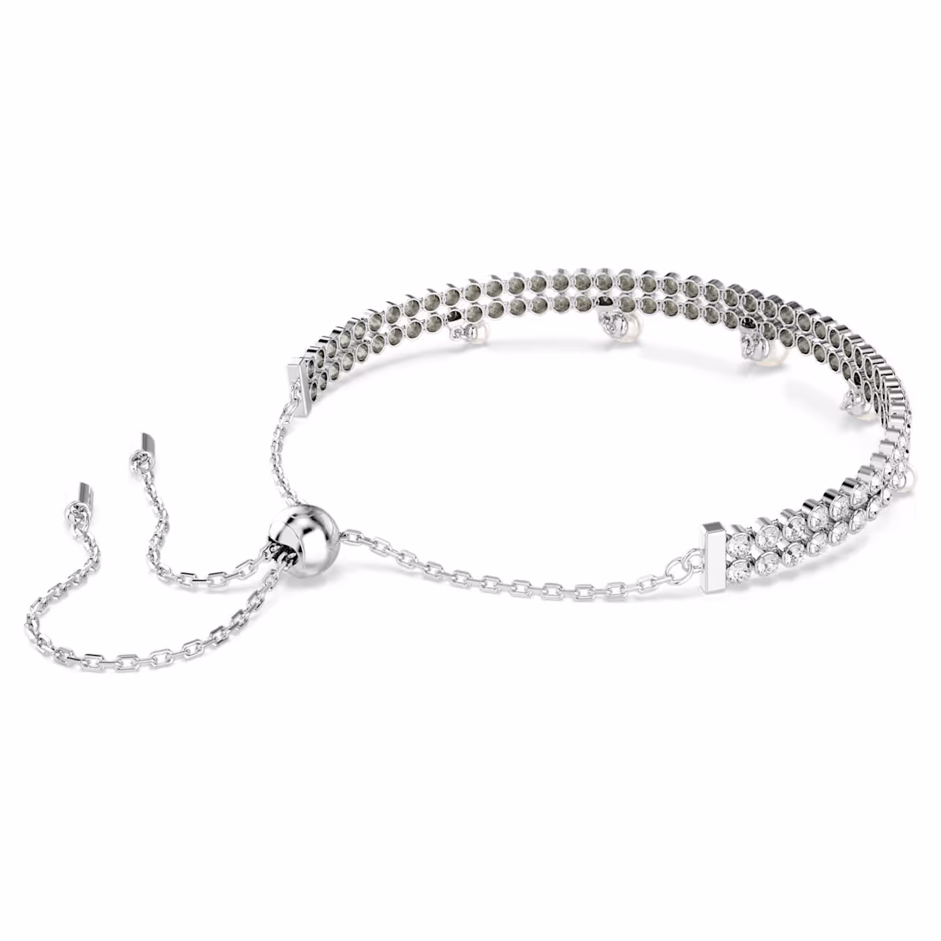 Swarovski Ariana Grande x Swarovski Armband Kristallperle, Rundschliff, Weiß, Rhodiniert