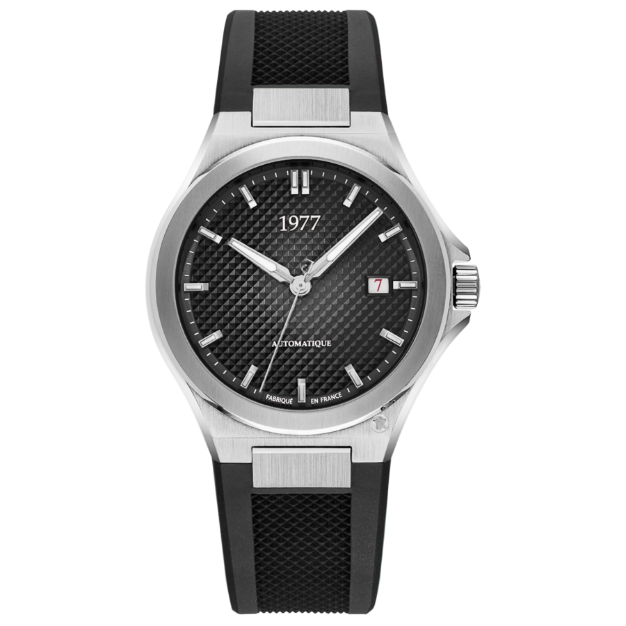 1977 ARSENE Automatique, 41 MM, Cadran Noir, Bracelet Caoutchouc FKM Noir Men's Watch 1977P02133