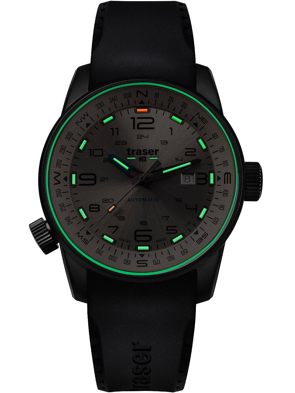 110455_frontal_rubber_evening Traser H3 P68 Pathfinder Automatic Beige Herrenuhr 110455