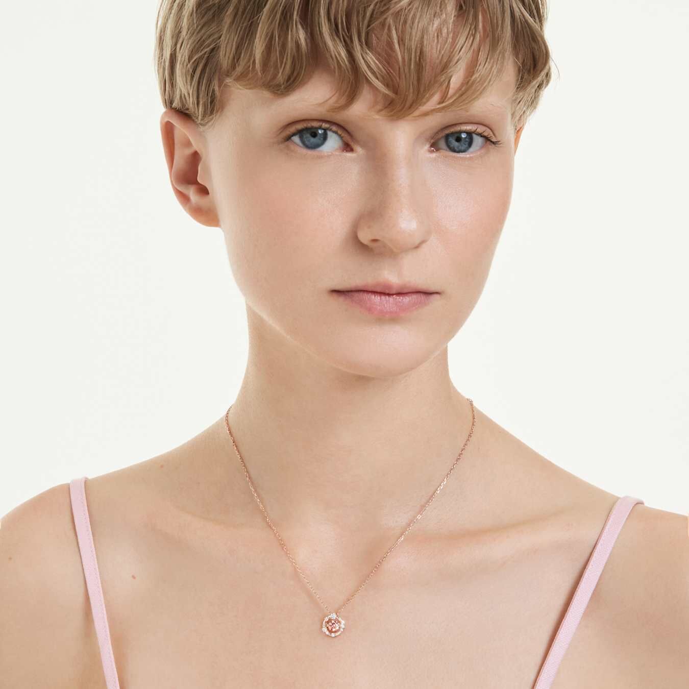 Swarovski  Constella Anhänger Rundschliff, Dancing Stone, Rosa, Roségold-Legierungsschicht