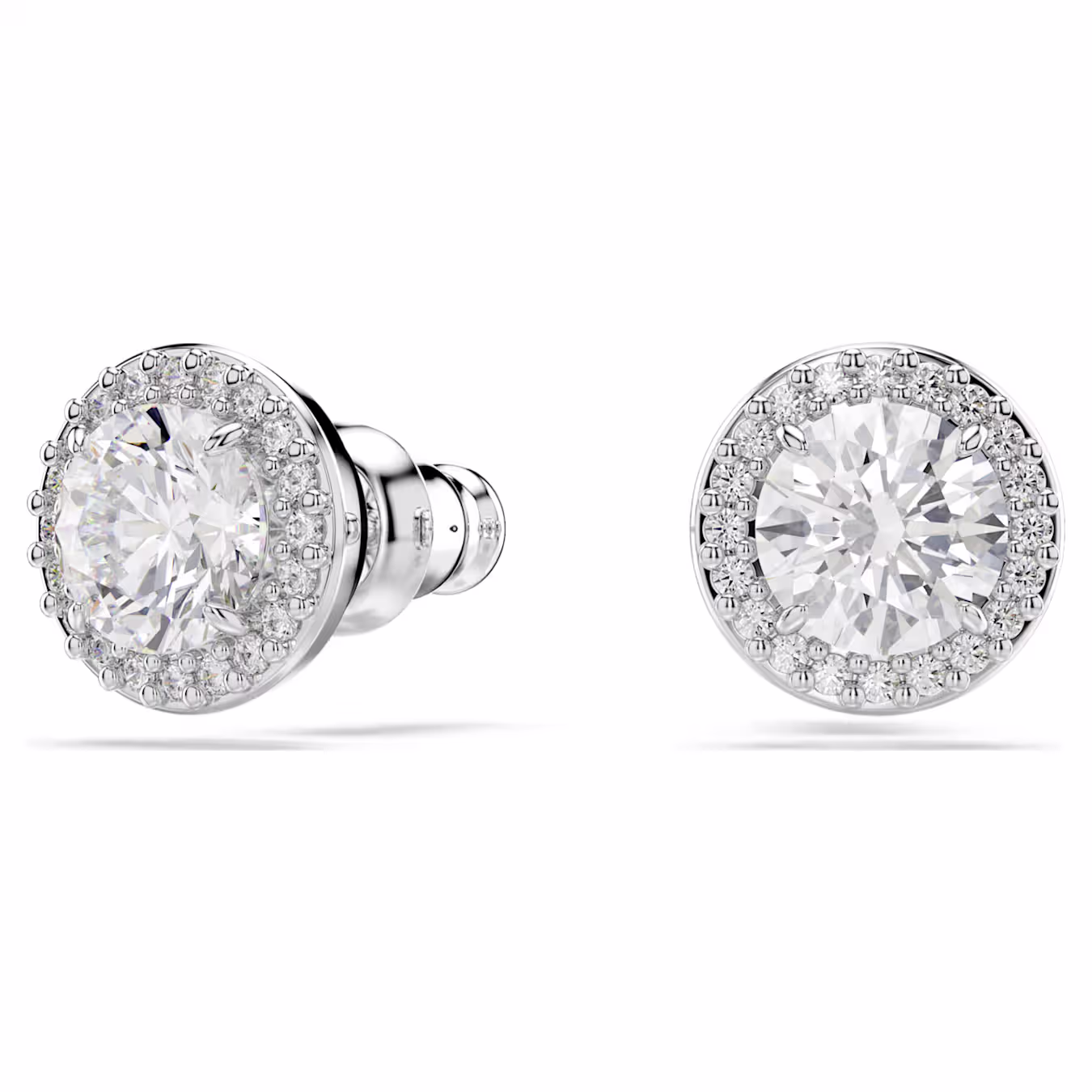 Swarovski Una Angelic Ohrstecker Rundschliff, Pavé, Weiß, Rhodiniert