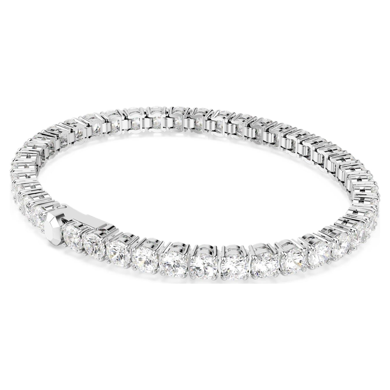 Swarovski Matrix Tennis Armband Rundschliff, Weiß, Rhodiniert