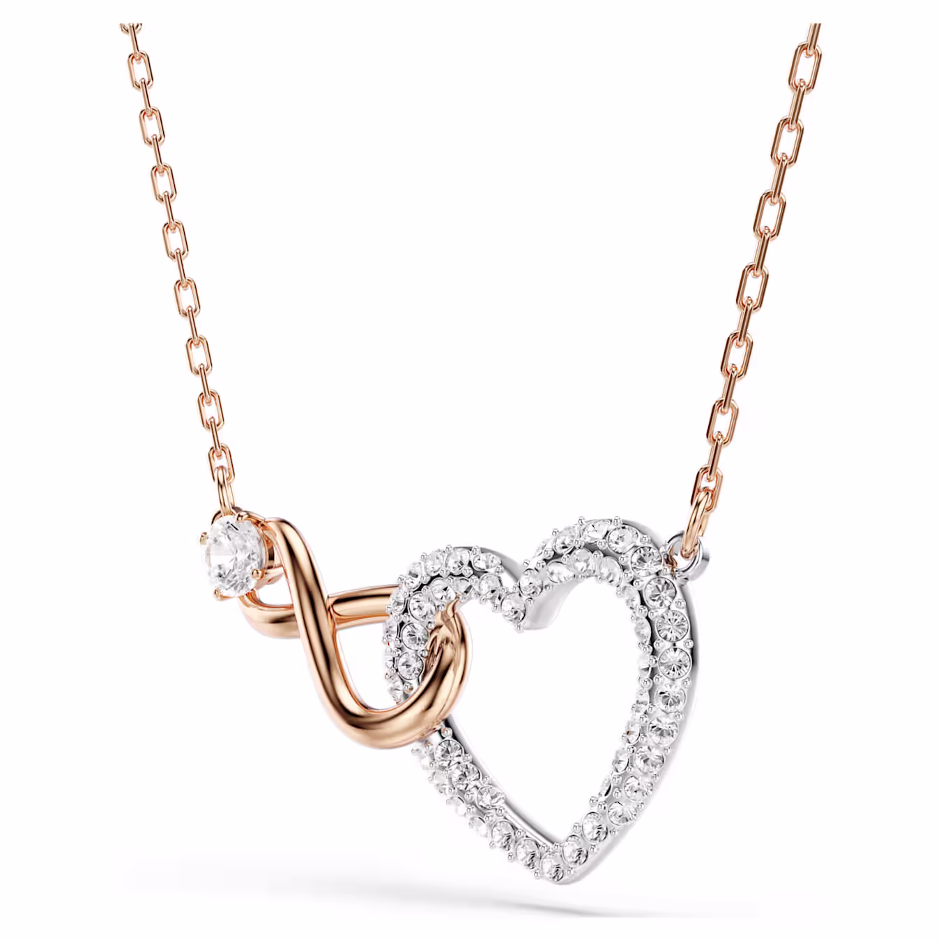 Swarovski  Hyperbola Halskette Unendlichzeichen und Herz, Weiß, Metallmix