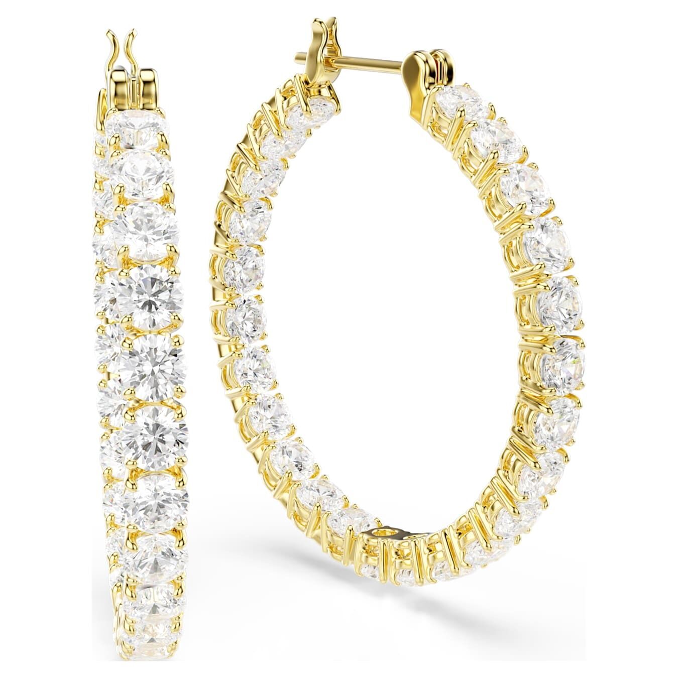 Swarovski  Matrix Kreolen Rundschliff, Weiß, Goldlegierungsschicht