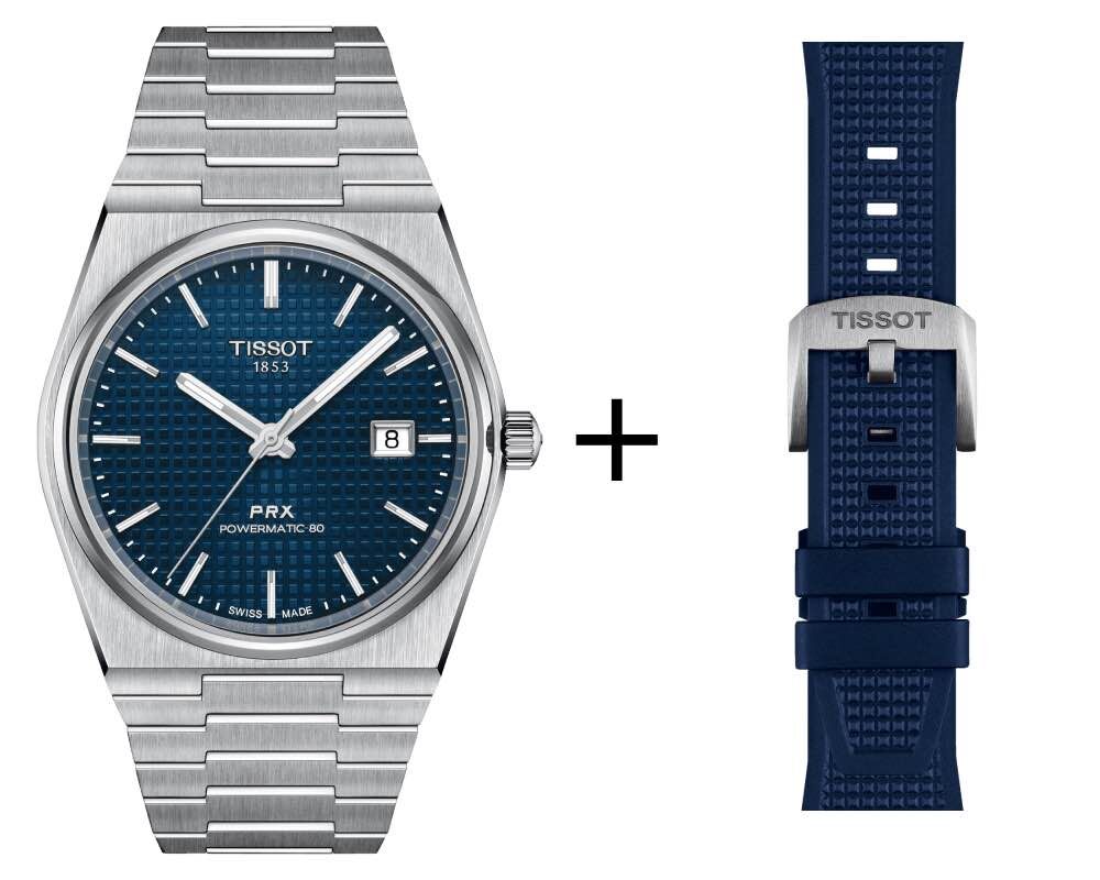 tempImageXhPVyX_11zon Tissot PRX men's watch blue T137.407.11.041.00 set with blue rubber strap
