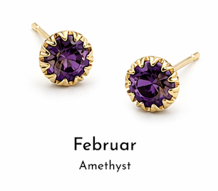 Birth Stone, Geburtsstein Ohrstecker 925/- Silber Februar Amethyst