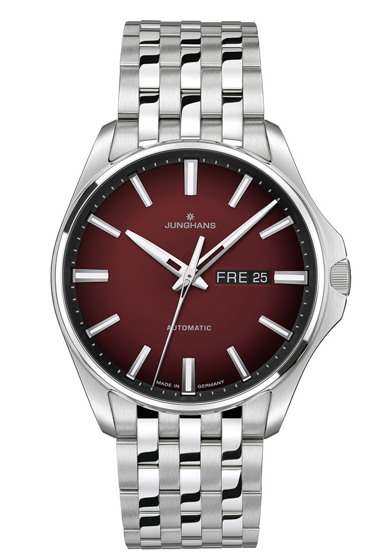 Junghans Meister S Automatic, 44mm, dunkelrotes Zifferblatt mit Effektlackierung Herrenuhr 27/4616.44
