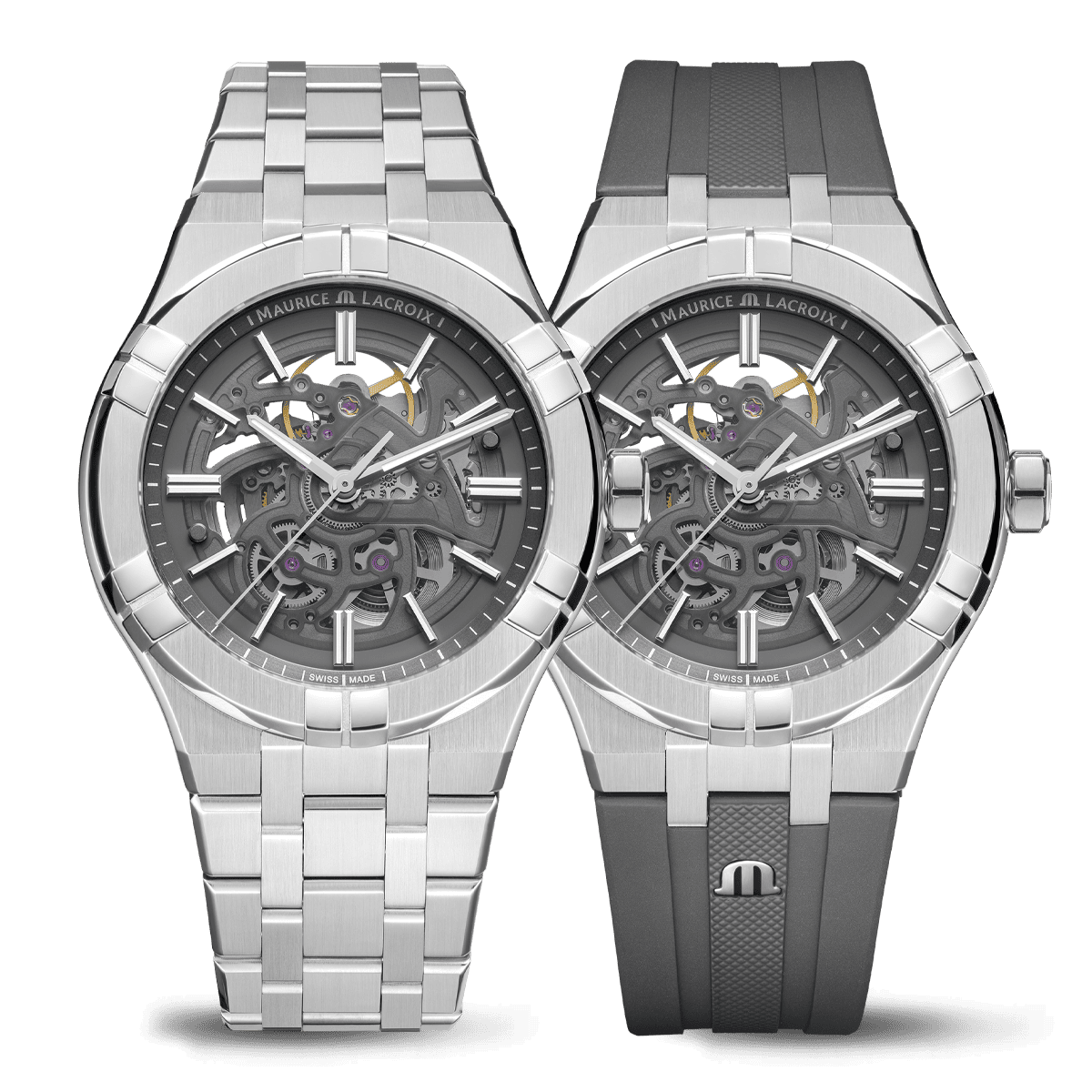 Maurice Lacroix Aikon Automatic Skeleton, automatic movement, grey, including spare strap, men's watch AI6008-SS00F-030-A