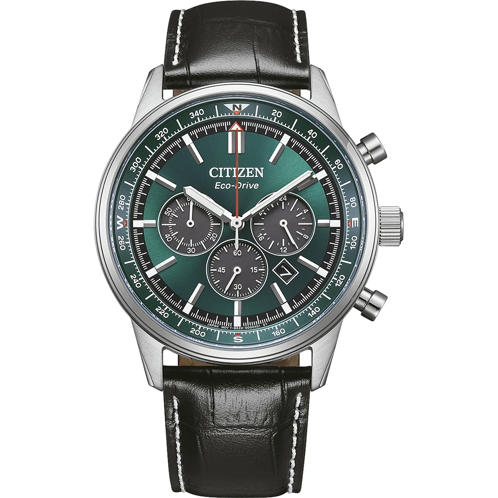 Citizen Eco-Drive Classic Chronograph, Leder Grün, 42mm Herrenuhr CA4720-01X