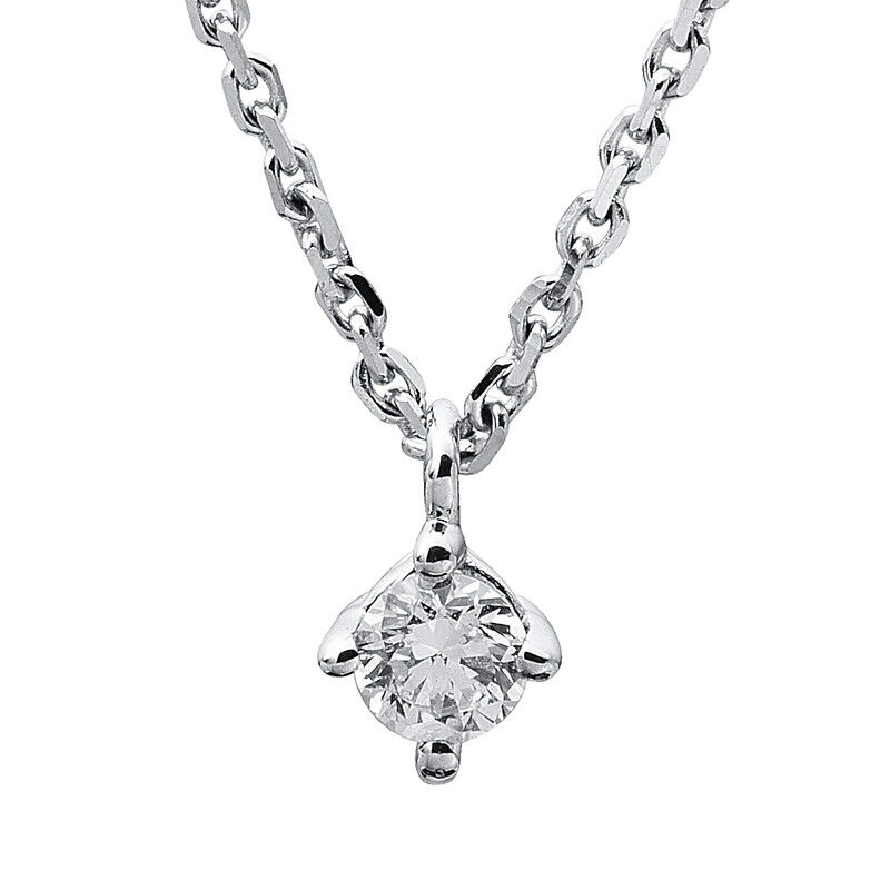 Solitaire Collier 585er Weißgold 14kt 0,1ct