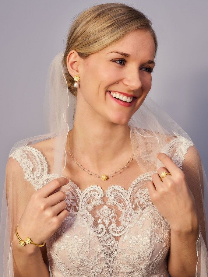 Bernd Wolf Ohrringe Y Ohrhänger Süsswasserperle 24 Karat Goldplattiert