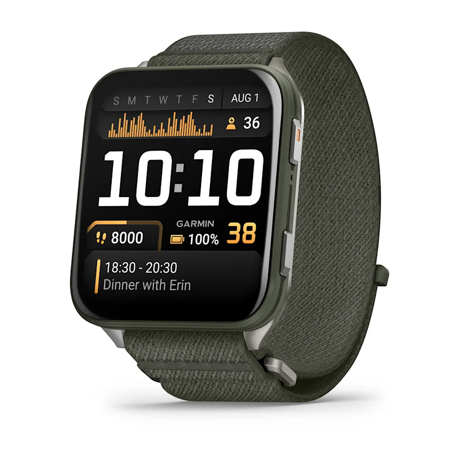 Garmin Venu® X1 Moosgrün mit ComfortFit-Nylonarmband 010-02980-03