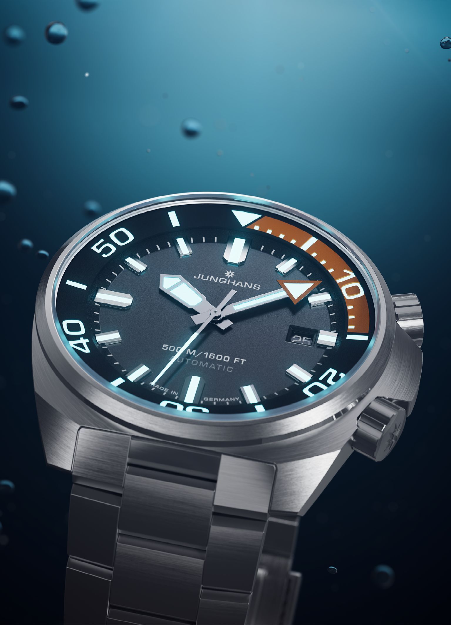 Junghans Aquaris Diver, Taucheruhr bis 50 bar, Automatikwerk Herrenuhr 27/4668.44