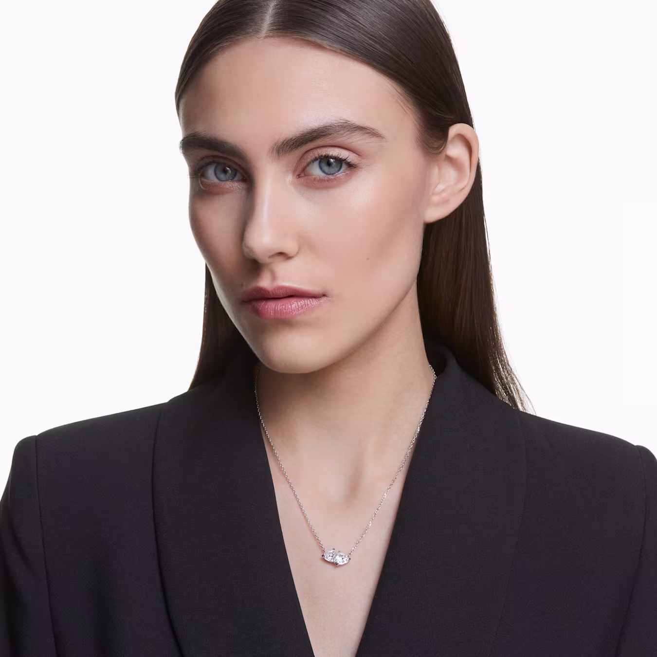 Swarovski Mesmera Heart Necklace, White, Rhodium Plated