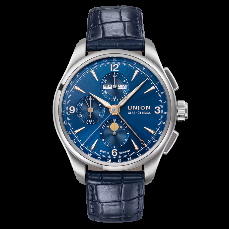 Union Glashütte Belisar Chronograph Blau Mondphase Herrenuhr D014.425.16.047.01