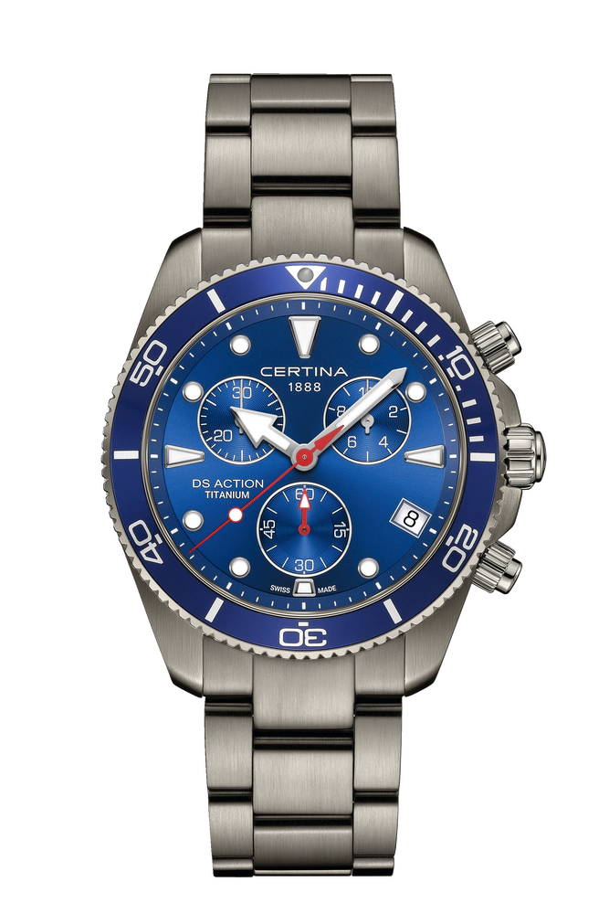 Certina DS Action Chrono, Quarz, Blau, Titan, 42mm Herrenuhr C048.417.44.041.00