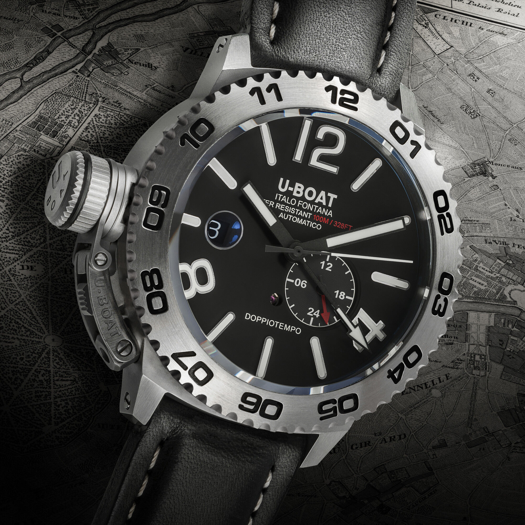 9099em U-BOAT men's watch DOPPIOTEMPO AUTO SS 9099