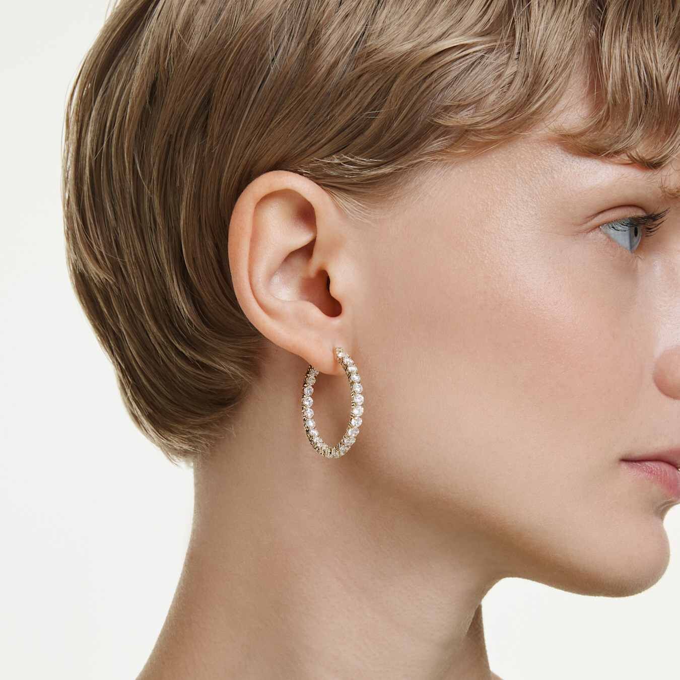 Swarovski  Matrix Kreolen Rundschliff, Weiß, Goldlegierungsschicht
