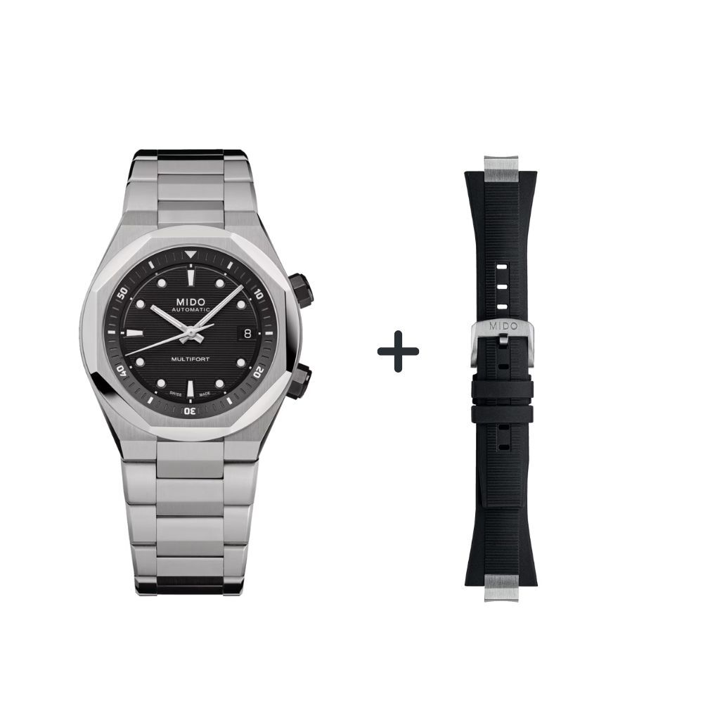 Mido Multifort 8 M047.507.11.051.00  Two Crowns Set inkl. Zusatzband schwarz