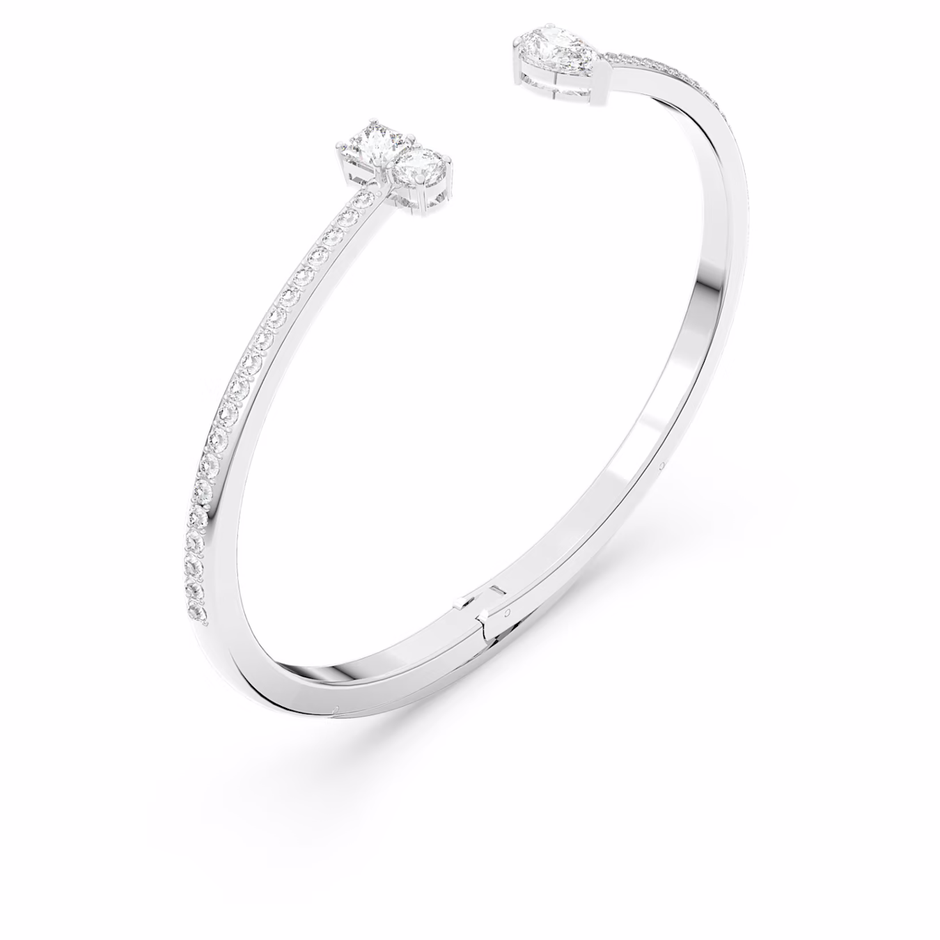 Swarovski Mesmera bangle, various cuts, white, rhodium-plated