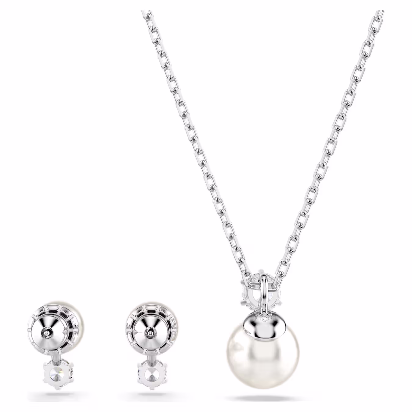 Swarovski  Matrix Set Kristallperle, Rundschliff, Weiß, Rhodiniert