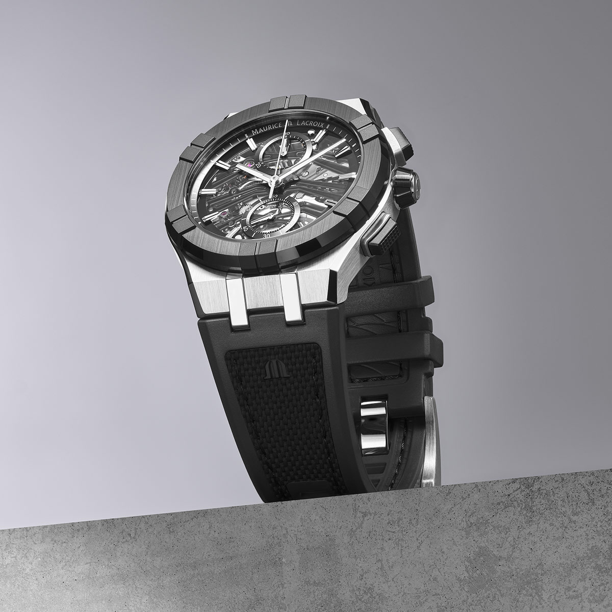 Maurice Lacroix AIKONIC AUTOMATIC CHRONOGRAPH SKELETON men's watch AC8018-SSL20-030-2