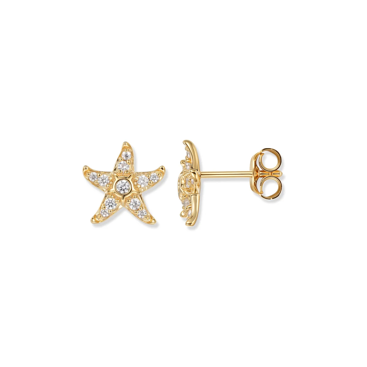 Seinerzeit Ohrringe Svenja Crystal Seestern Ohrringe, Weiße Zirkonia, 1,2 x 1 cm