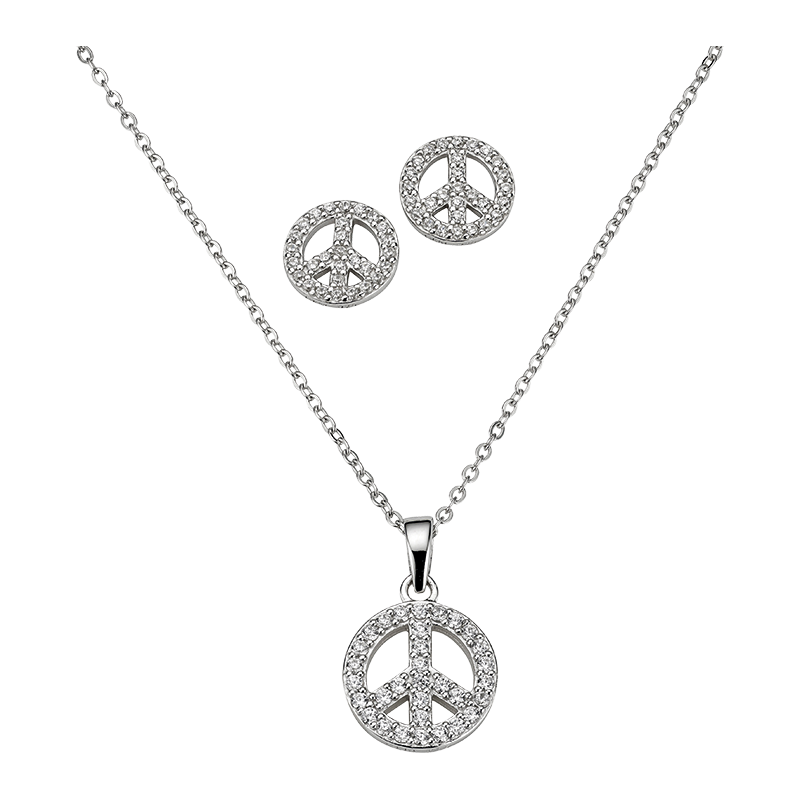 CEM 925er Silber Kette Set mit Peace BGT906215