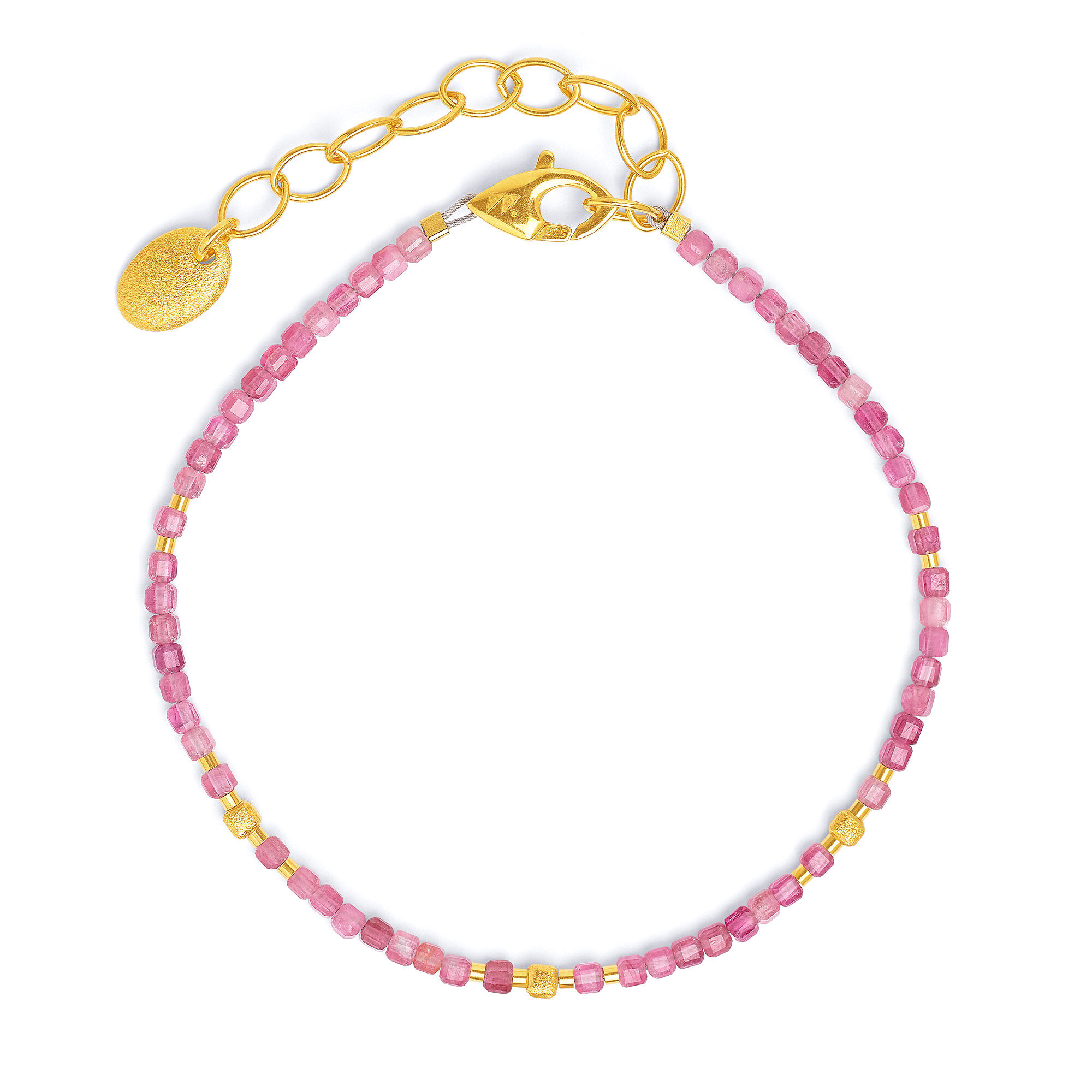 Bernd Wolf Armband Cuseni Designlinie Cubes, Turmalin pink, 24-Karat-goldplattiert