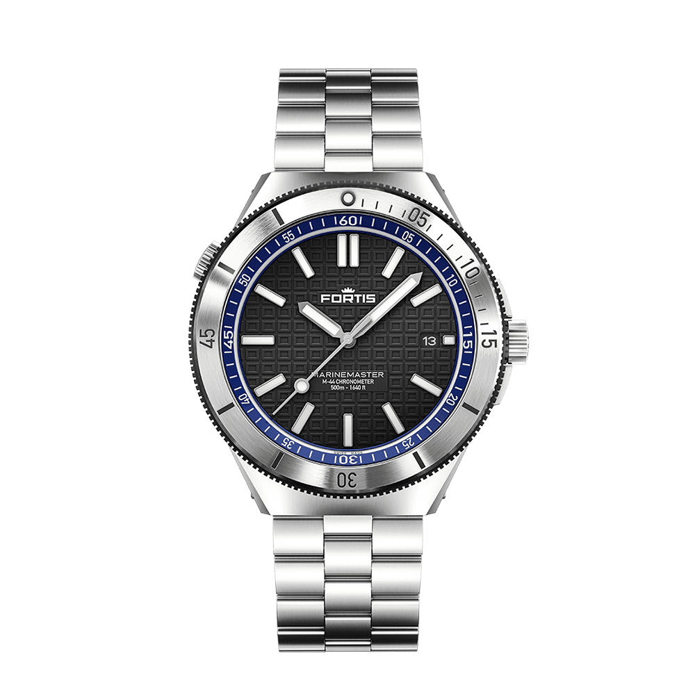 F8120022_M44_OceanBlue_BlockBracelet_Front-featured Fortis Marinemaster M-44 Ocean Blue Men's Watch F8120022