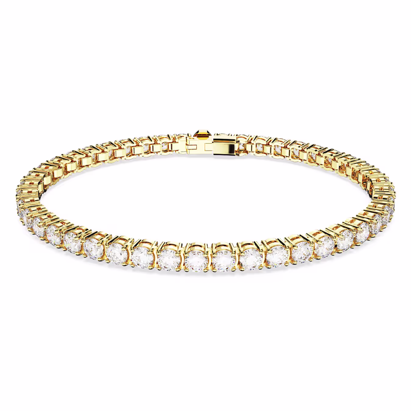 Swarovski Matrix Tennis Bracelet, Round Cut, White, Gold Alloy Layer