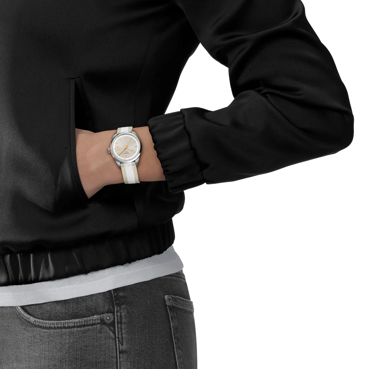 Tissot PR 100 34mm, Schweizer Quarzwerk,  Textilband Damenuhr T150.210.17.037.00