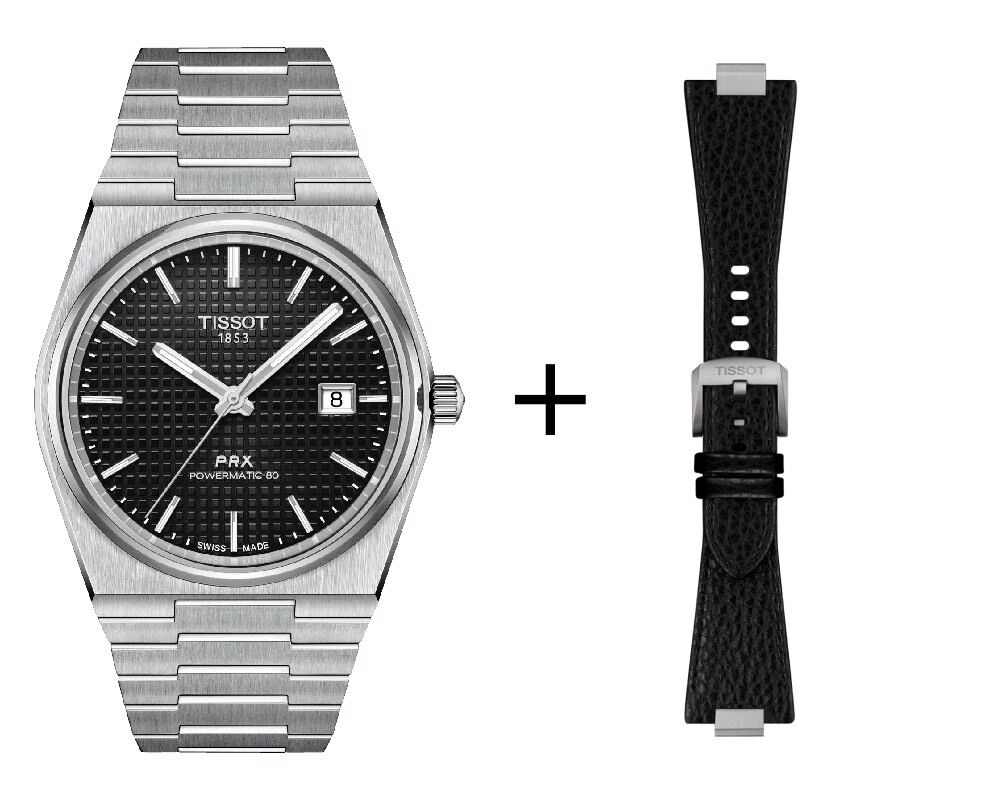 Tissot PRX Herrenuhr T137.407.11.051.00 Set mit schwarzen Lederband 