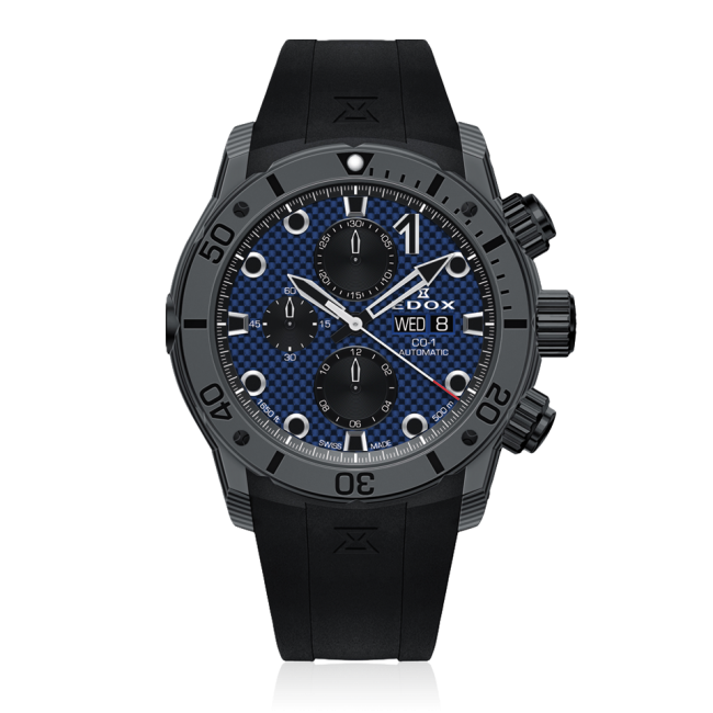 01125-clngn-bunn Edox CO-1 Carbon Chronograph Automatic Men's Watch 01125 CLNGN BUNN