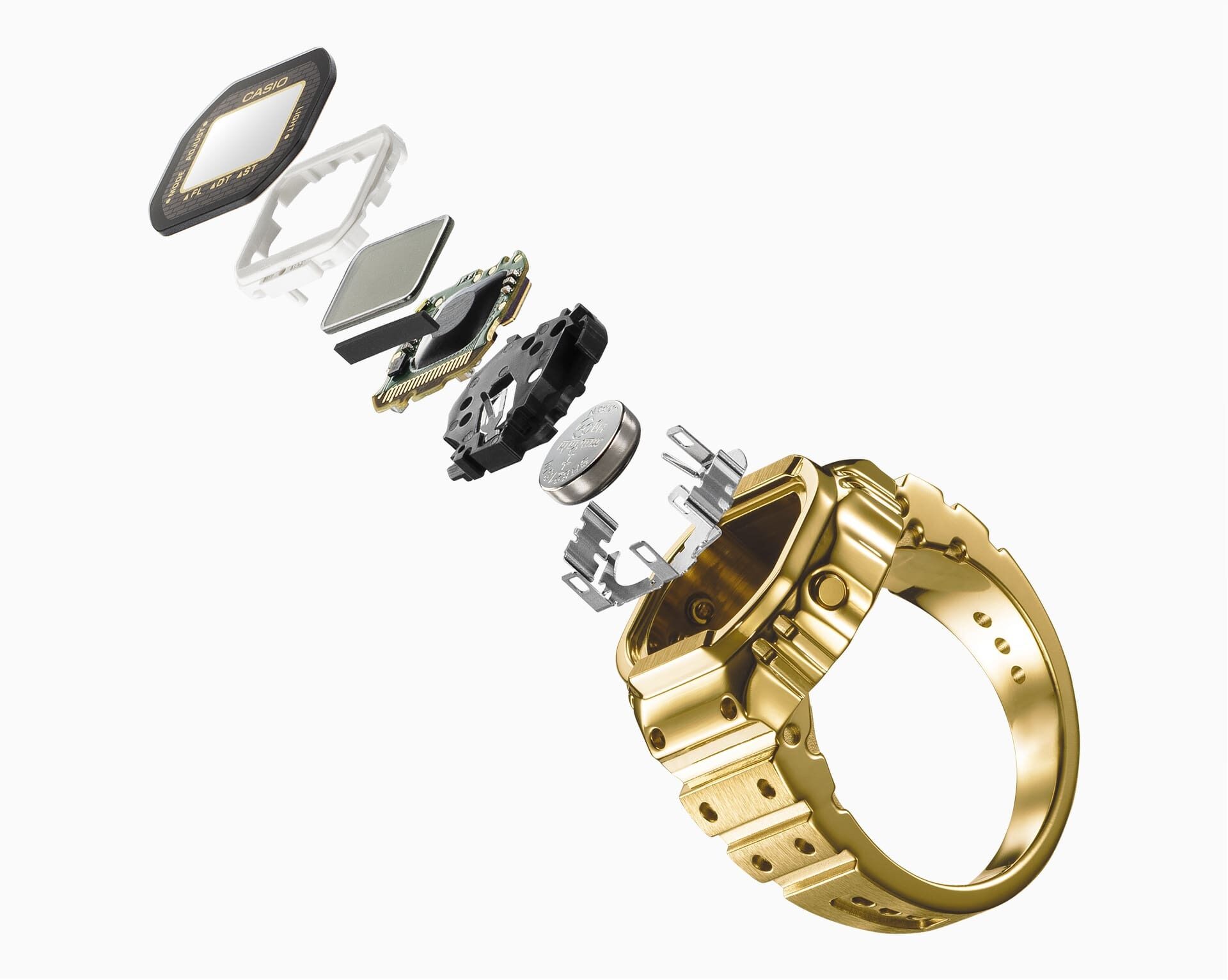 Casio Ringwatch digitale Armbanduhr für den Finger, Gold, größenverstellbar Unisexuhr CRW-001G-9ER