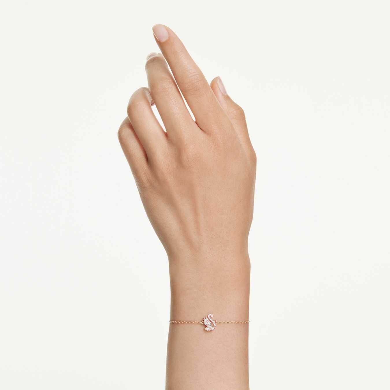 Swarovski  Swan Armband Verschiedene Schliffe, Schwan, Weiß, Roségold-Legierungsschicht
