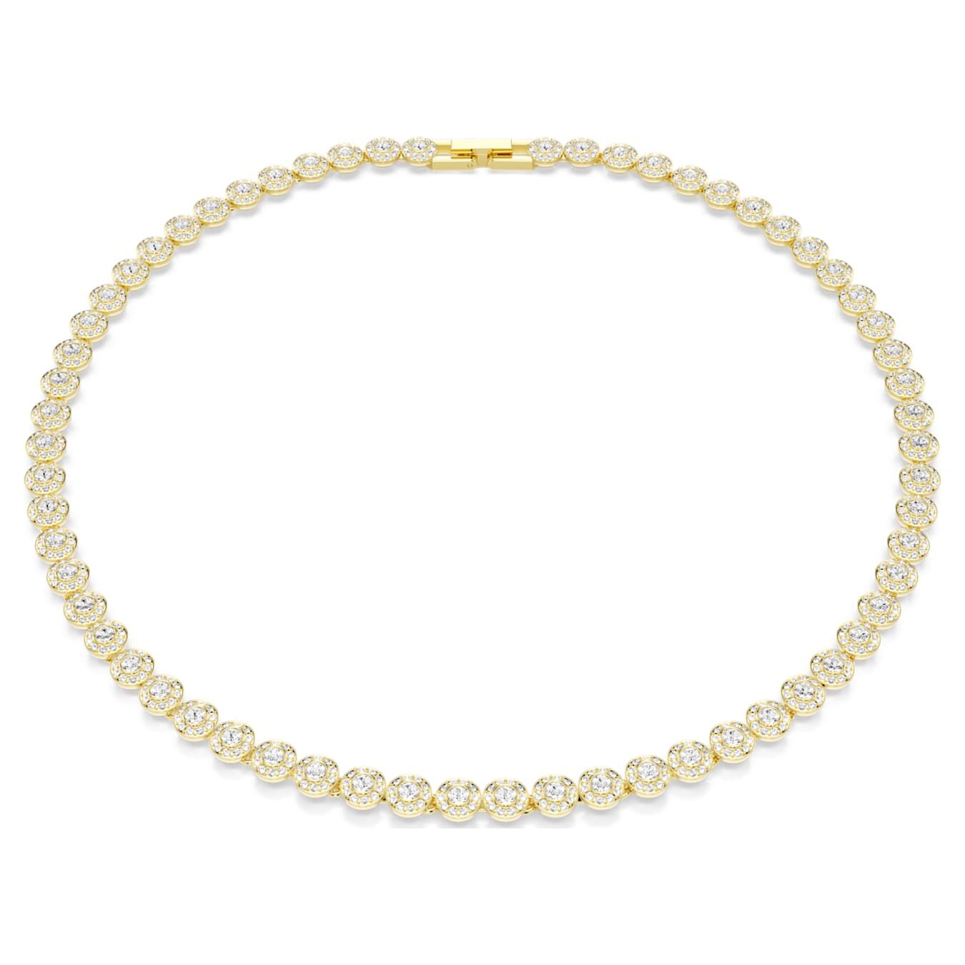 Swarovski Una Angelic necklace, round cut, small, white, gold alloy layer