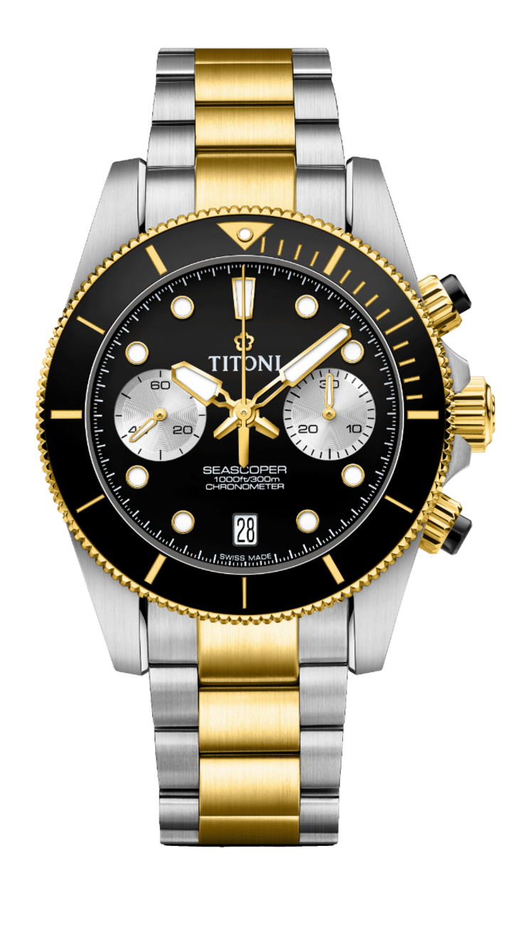 Titoni Seascoper Chronograph Bicolor Men's Watch 94300 SY-BK-731