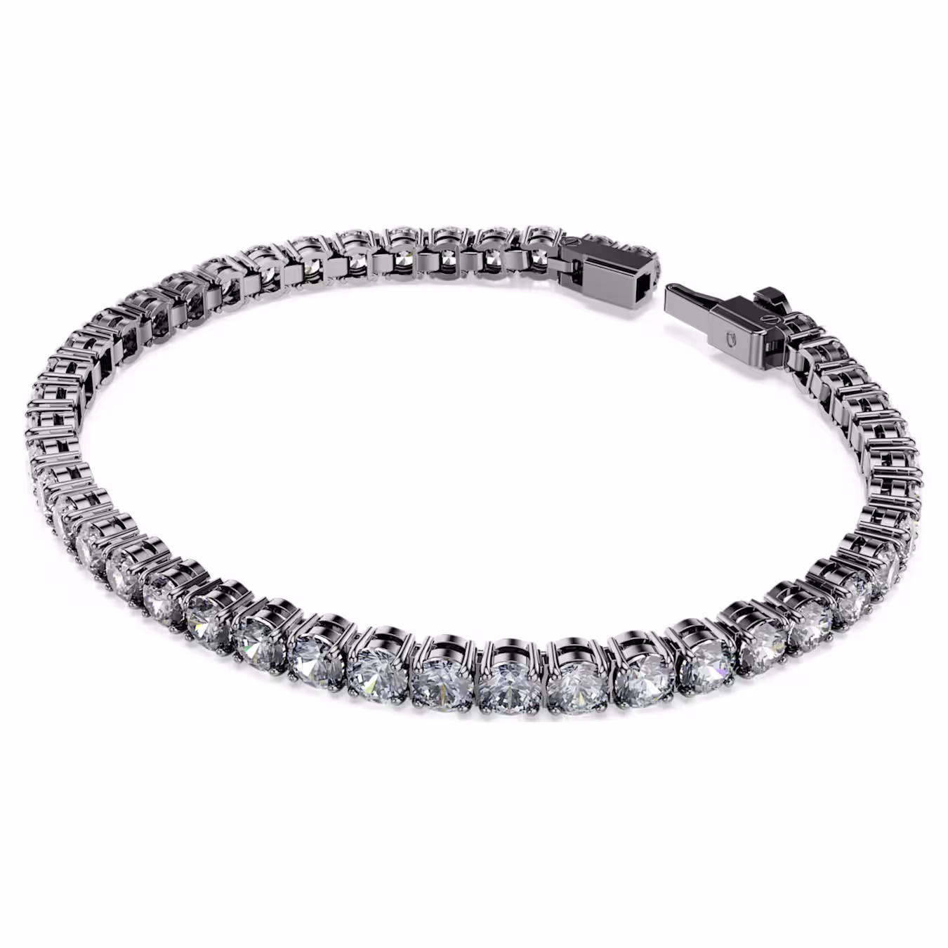 Swarovski Matrix Tennis Bracelet, Round Cut, Grey, Ruthenated