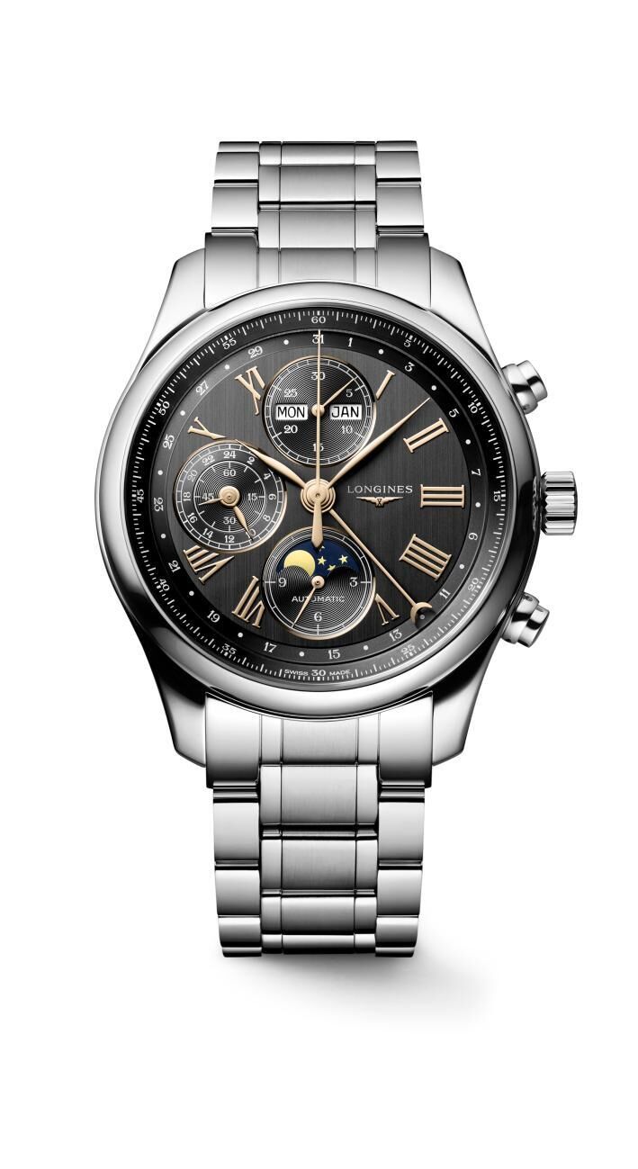 Longines Master Collection Chrono Mondphase Anthrazit Edelstahlband Herrenuhr L2.773.4.61.6