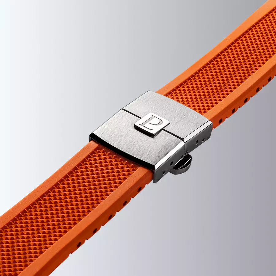 1977 ARSENE Automatique, 41 MM, Cadran Noir, Bracelet Caoutchouc FKM Orange Men's Watch 1977P02138