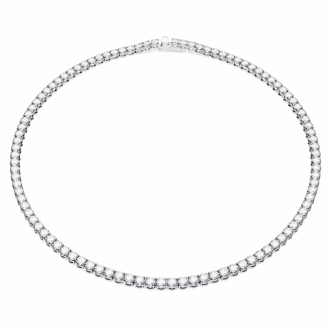 Swarovski Matrix Tennis Halskette Rundschliff, Weiß, Rhodiniert