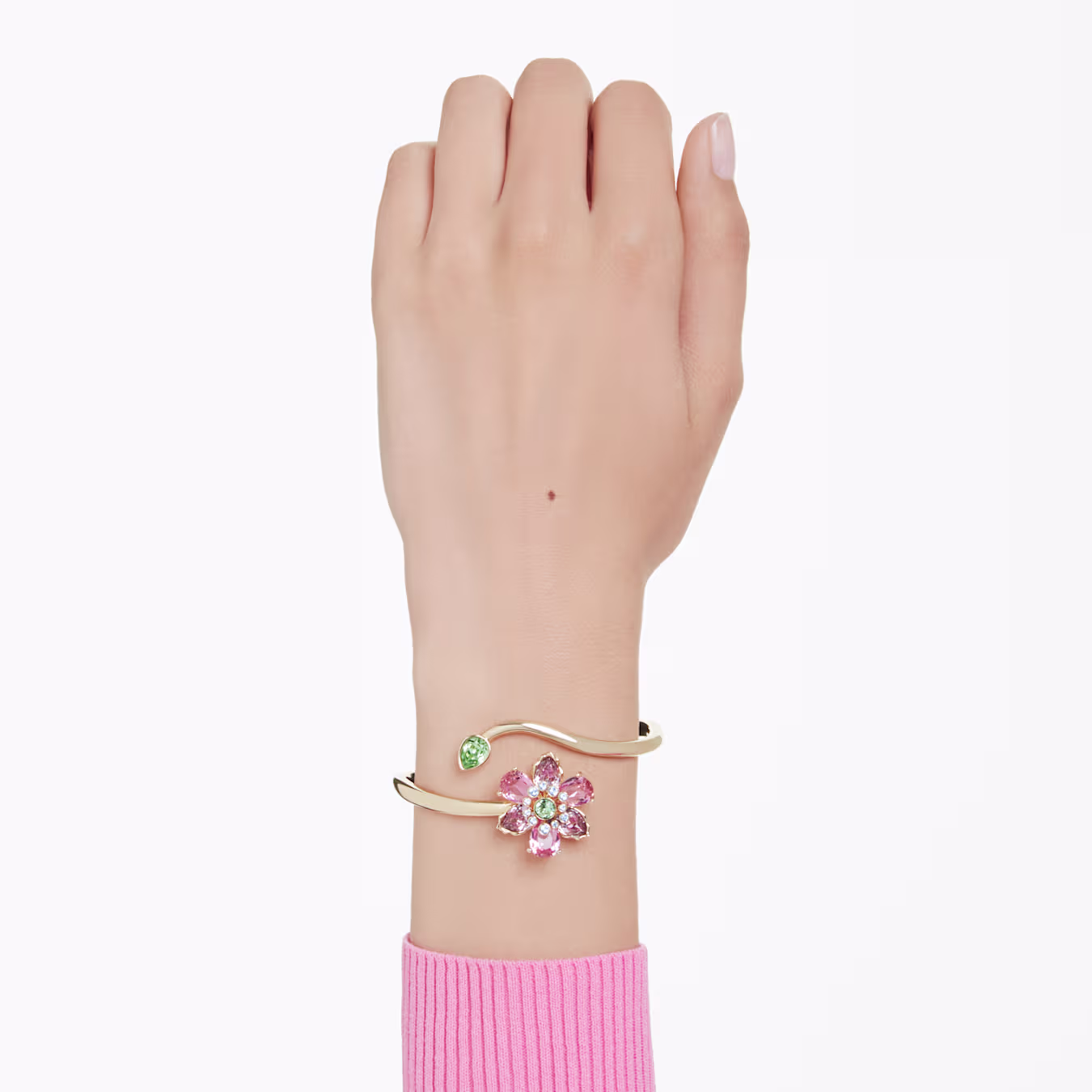 Swarovski  Idyllia Armreif Verschiedene Schliffe, Blume, Gr. M, Mehrfarbig, 18k vergoldet