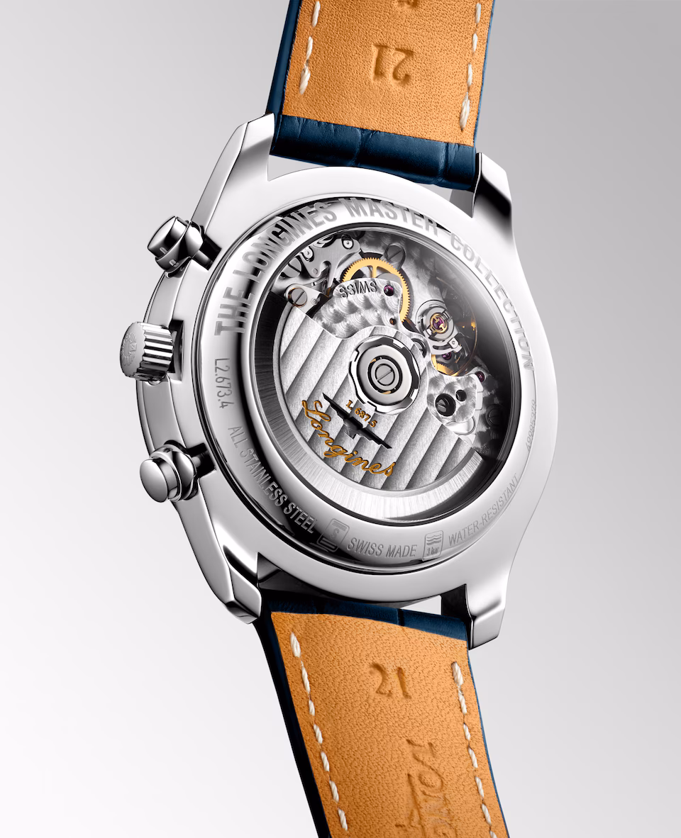 Longines Master Collection Chrono Mondphase Silber Lederband Herrenuhr L2.673.4.71.2