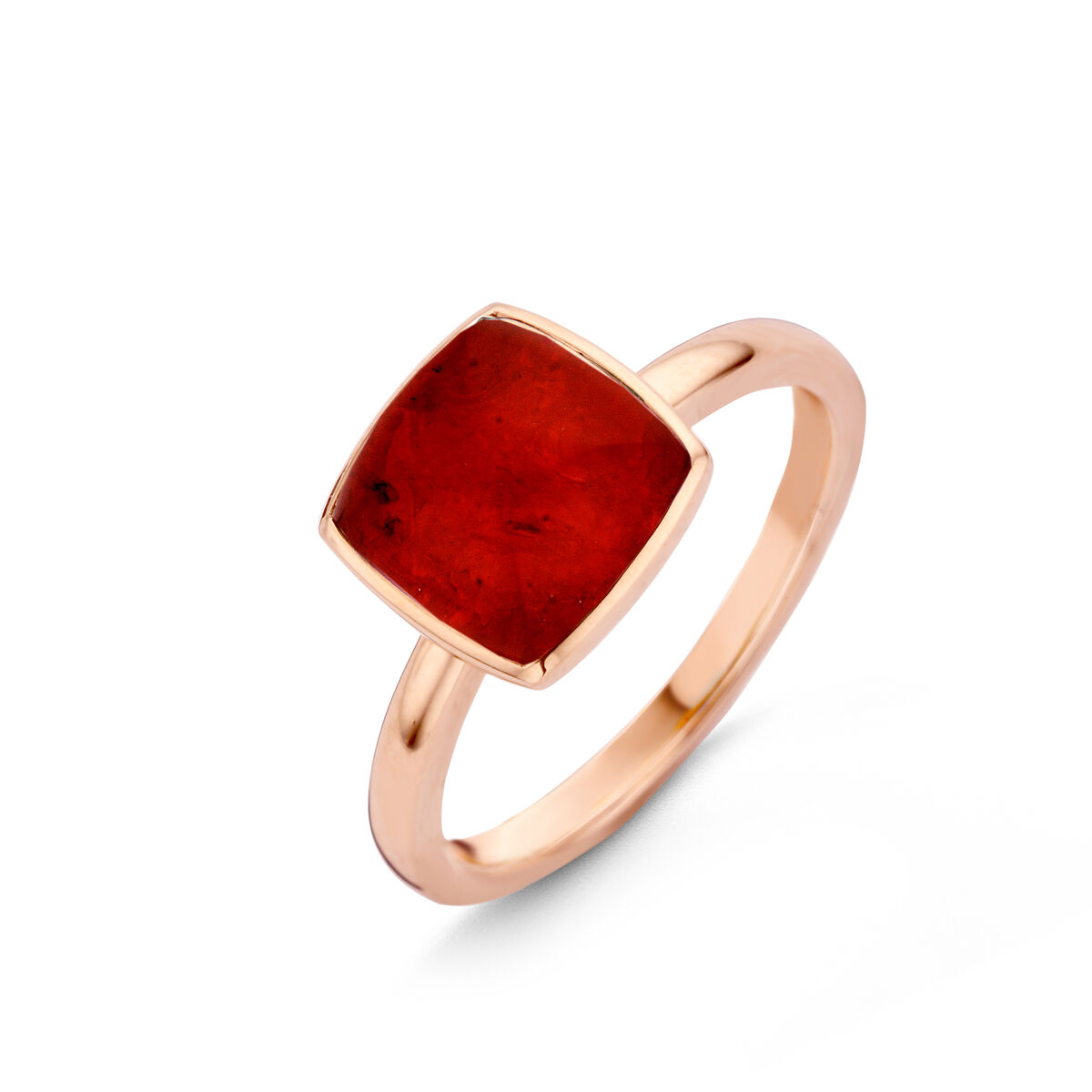 One More Pantelleria Damen Ring in 18 Karat Roségold gefasst mit Quarz und Rubin auf Perlmutt 051576R2
