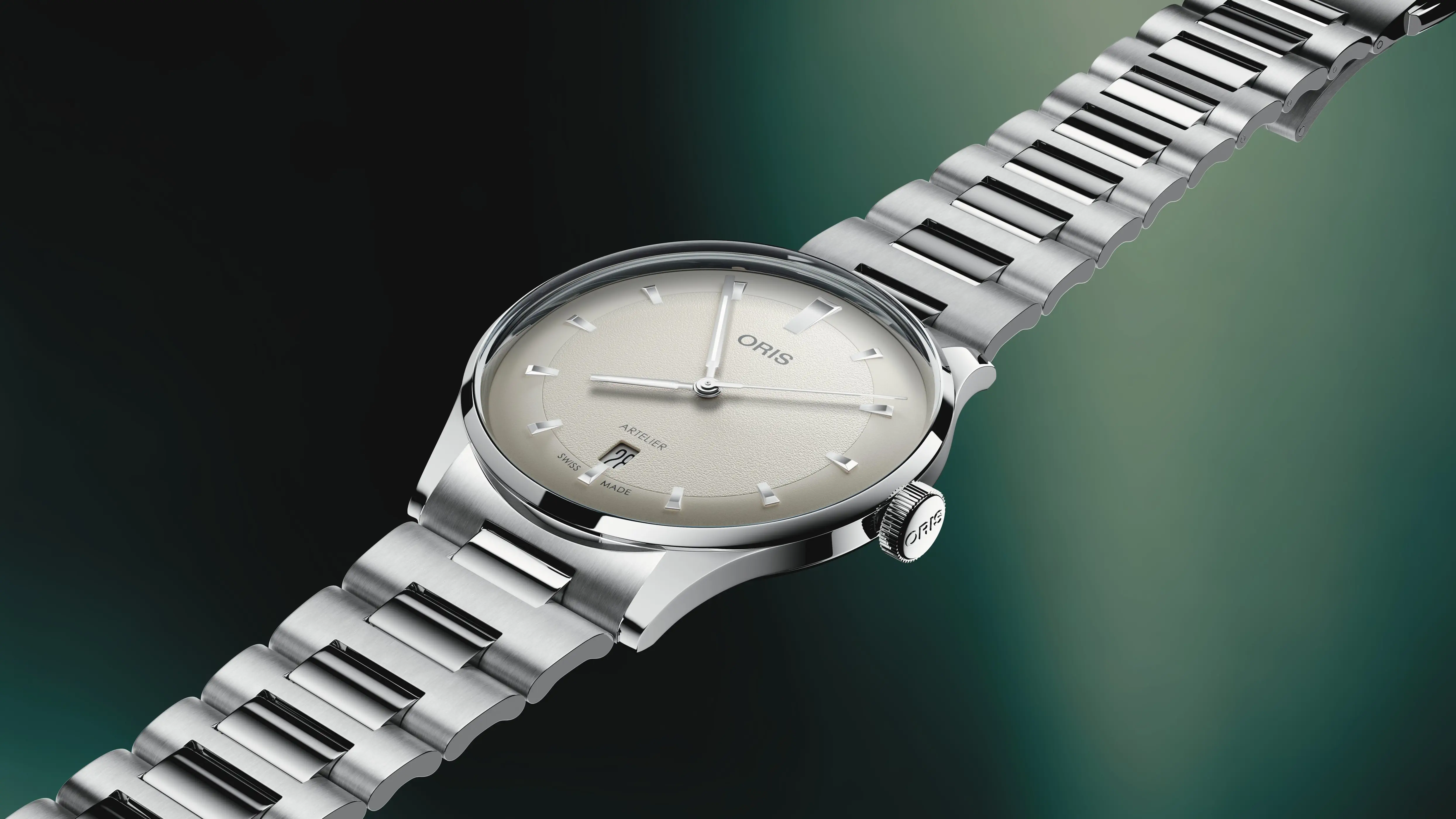 Oris Artelier Date, 38mm, automatic, stainless steel, white men's watch 01 733 7810 4051-07 8 20 20