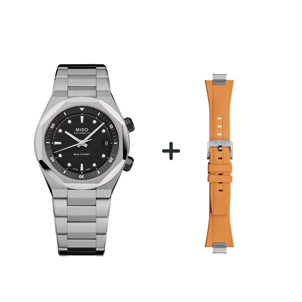 Mido Multifort 8 M047.507.11.051.00  Two Crowns Set inkl. Zusatzband orange