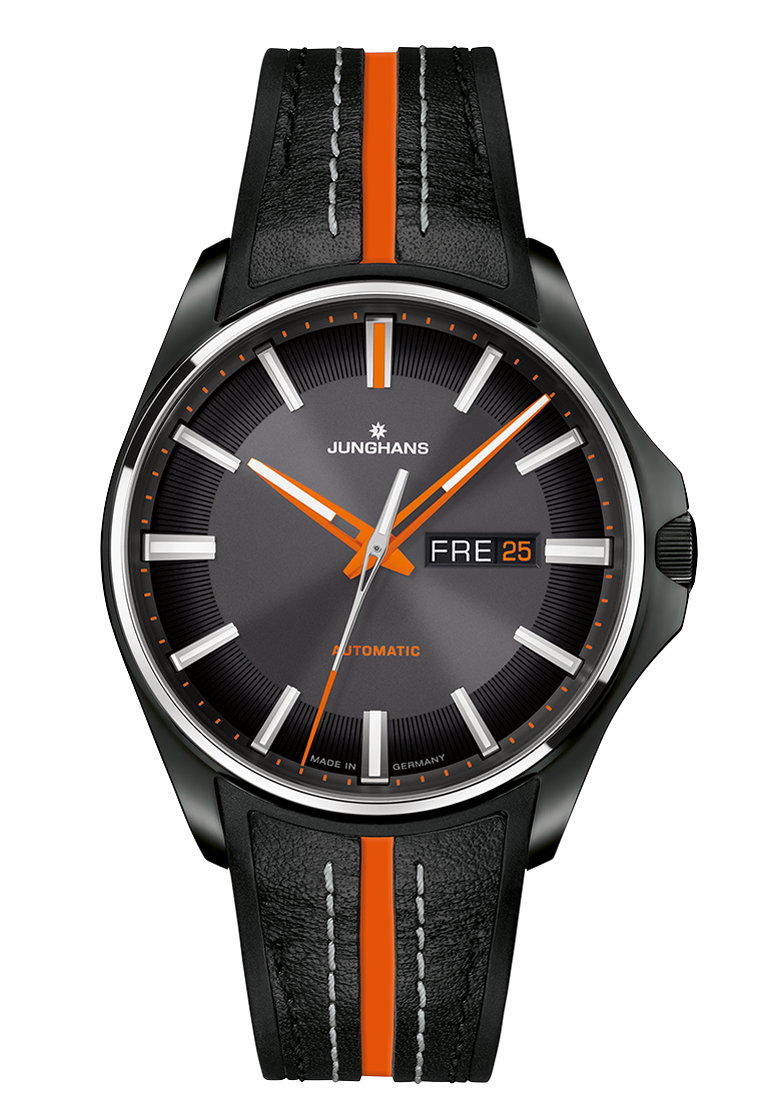 Junghans Meister S Automatic, Kautschukband mit Ledereinlage, Gangreserve bis zu 38 Stunden Herrenuhr 27/4612.00