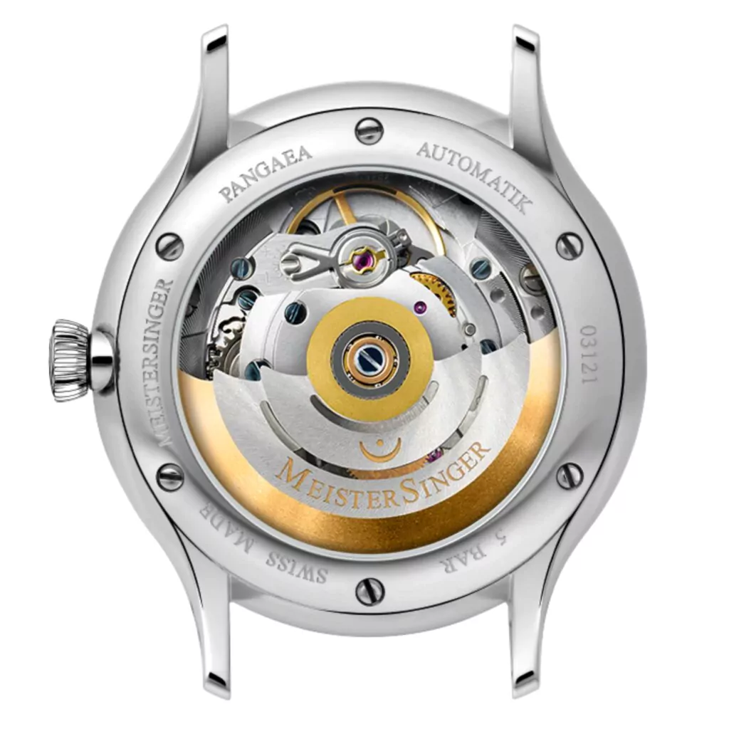 Meister Singer Pangaea Day Date, Automatik, Stahlblau mit Gold Herrenuhr PDD917G