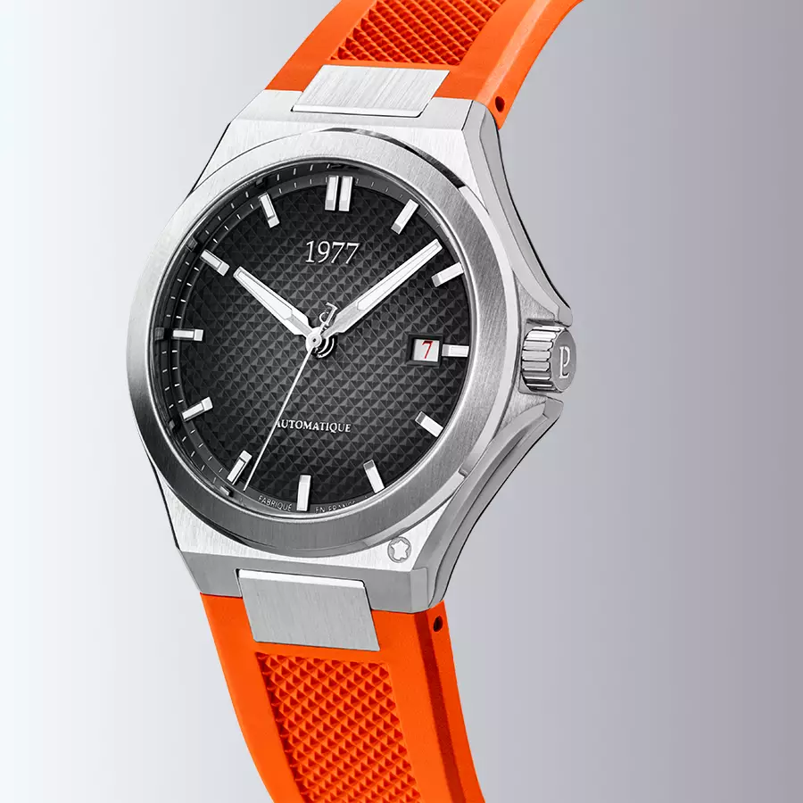 1977 ARSENE Automatique, 41 MM, Cadran Noir, Bracelet Caoutchouc FKM Orange Men's Watch 1977P02138